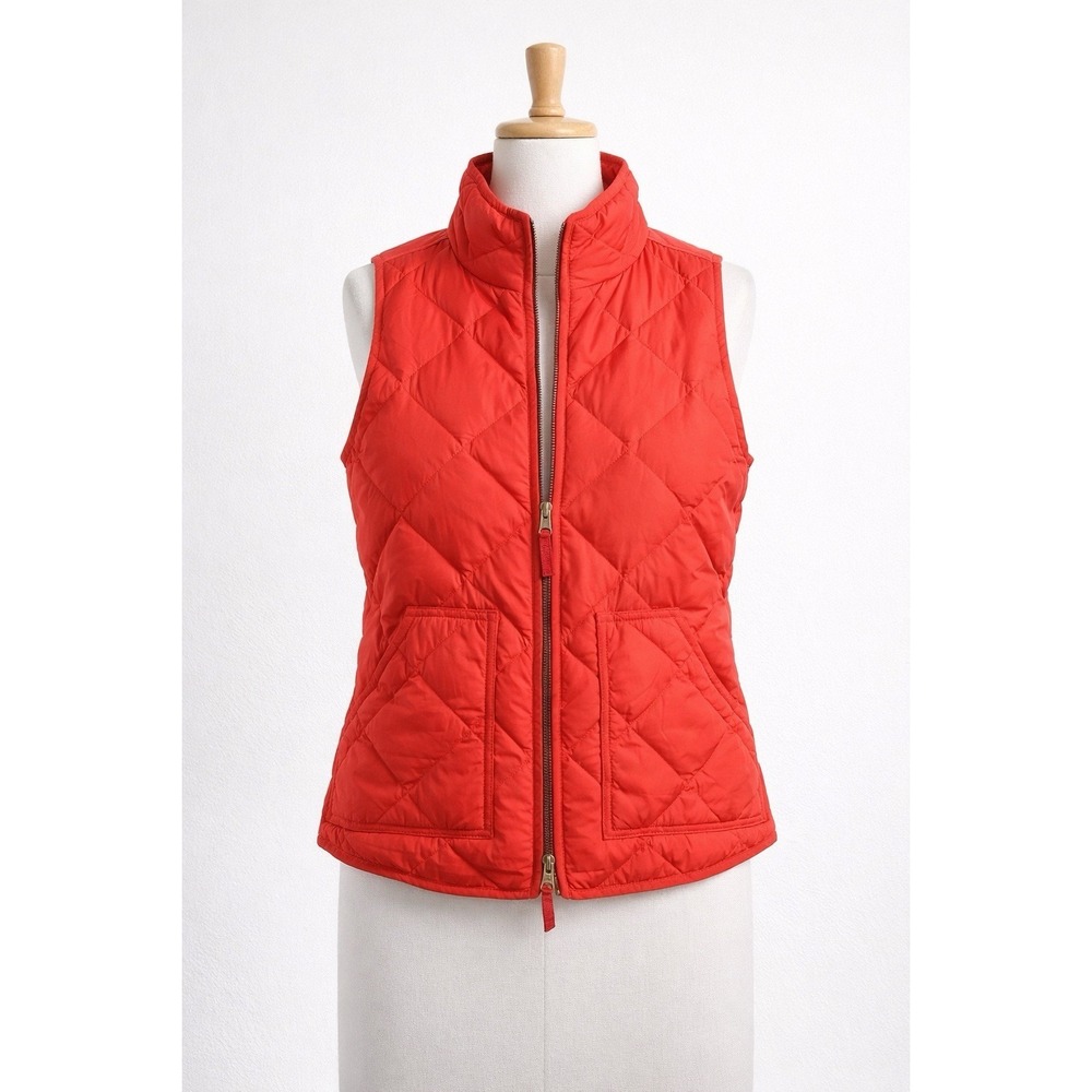 J.Crew Women's‎ Excursion Quilted Puffer Ski Vest Size S Coral Down Zip Front